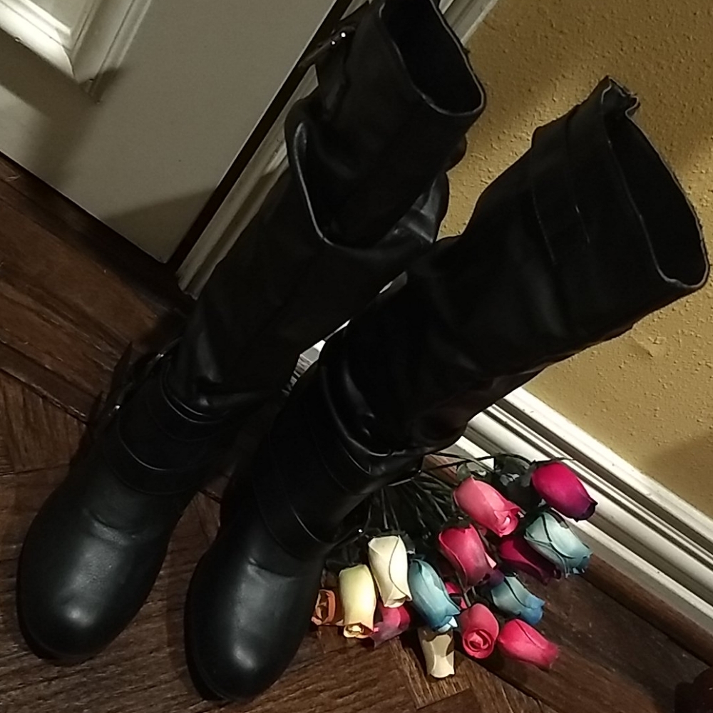 💞Blue Suede heels boots sz9 but fit ( 8)